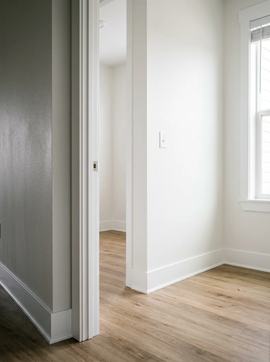 Freshly painted interior of an Aurora apartment unit showing clean white walls and trim, ready for a new tenant in a central Aurora rental property.